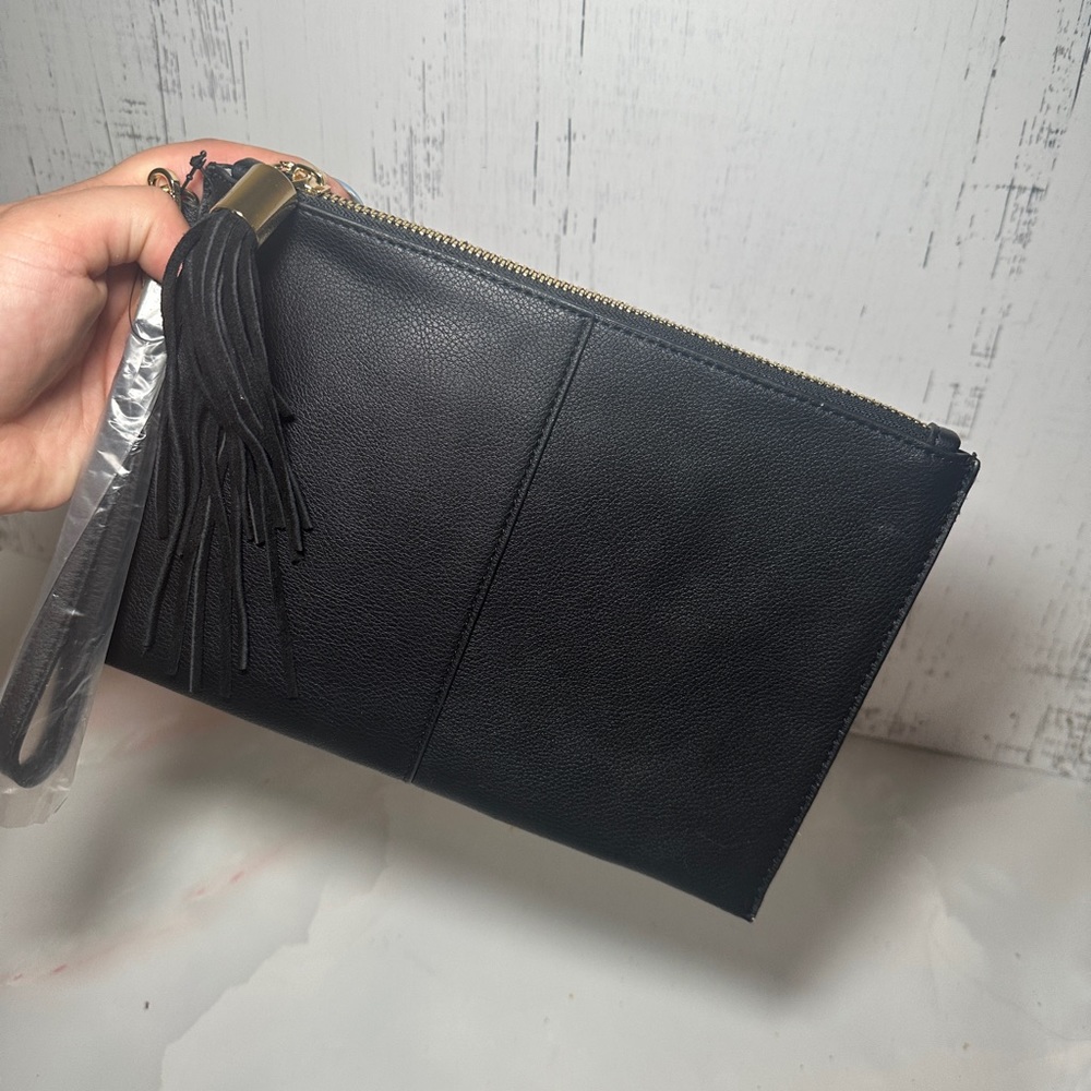I.N.C. Black Molyy Party Pouch Wristlet